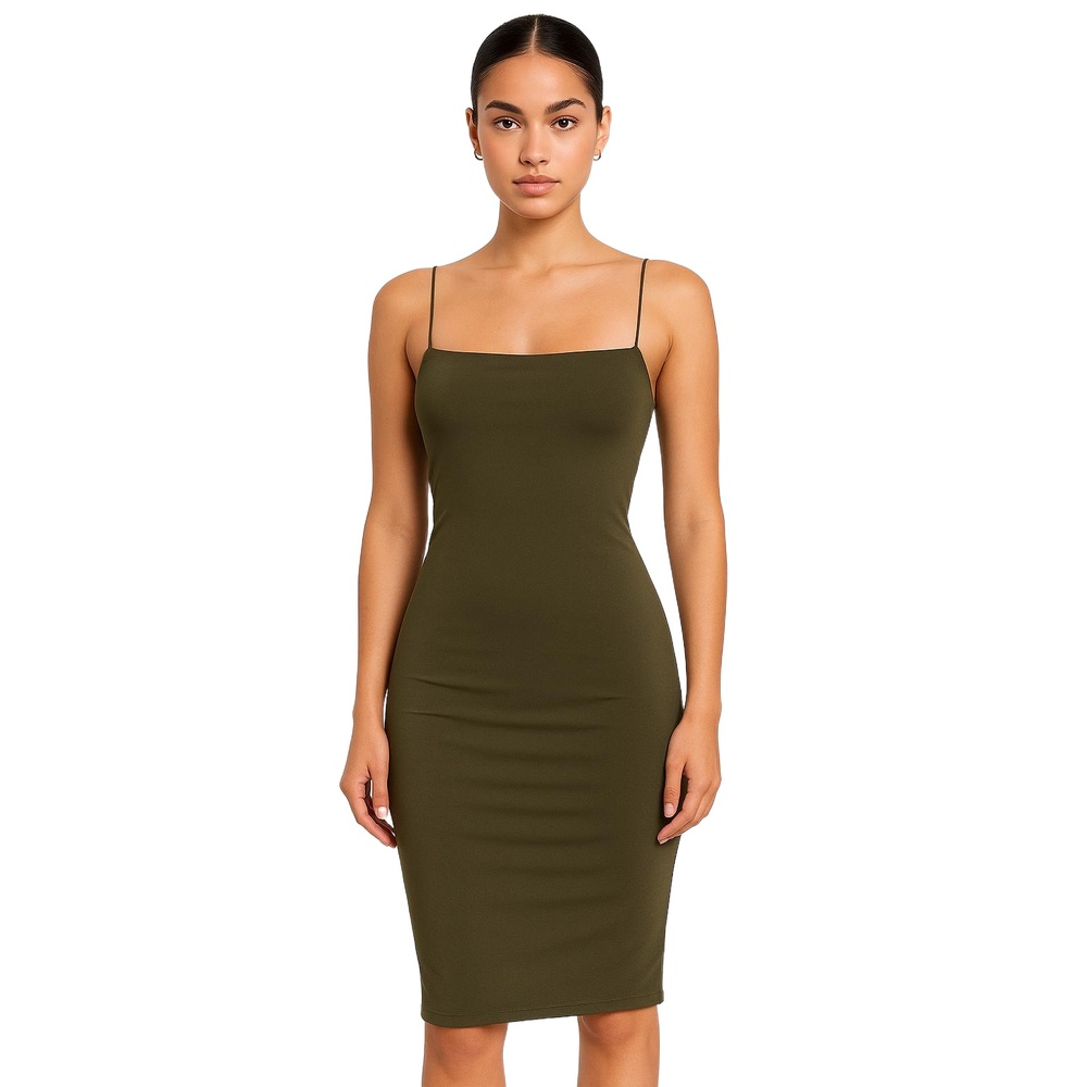 Windsor Green Minimalist Y2K Sleek Slip Dress Womens Knee Length Bodycon M